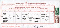 An Isle of Man birth certificate