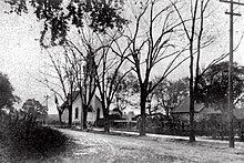 This is an image of the former La Grange Presbyterian Church, seen here in 1910, is individually listed on the National Register of Historic Places.