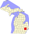 State map highlighting Oakland County
