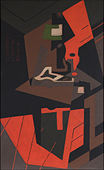 María Blanchard, 1916–18, Still Life with Red Lamp, oil on canvas, 115.6 × 73 cm
