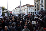 A crowd of protestors in Congress Square, Ljubljana, Slovenia on October 15, 2011.