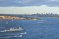 KD Jebat entering Sydney harbour for the Sydney International Fleet Review 2013.