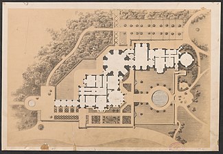 Grundriss von Schloss Babelsberg 1857 (Elf Tafeln von Schloss Babelsberg, von den Architekten Strack und Gottgetreu herausgegeben)
