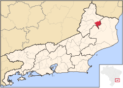 Location of Italva in the state of Rio de Janeiro