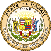 The Seal of Hawaii showing goddess Liberty wears a red liberty cap.