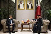 Secretary Blinken with Qatari Prime Minister and Foreign Minister Mohammed bin Abdulrahman Al Thani in Doha, Qatar, January 2024