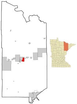 Location of the city of Gilbert within Saint Louis County, Minnesota