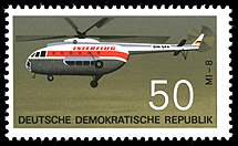 Mil Mi-8 auf einer Briefmarke der DDR von 1969