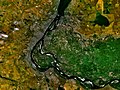 View of the river and Volgograd from space.