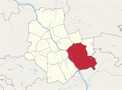 Location of Wawer within Warsaw
