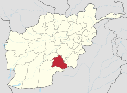 Map of Afghanistan with Zabul highlighted