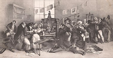 French Government Attack on the Freedom of the Printing Press (1833), La Caricature, 35.4 x 53.3 cm.