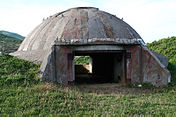 A large Pike Zjarri bunker on the Albania–North Macedonia border