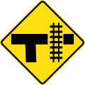 (W7-13) Railway Level Crossing on T-junction (right)