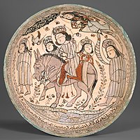 Mina'i bowl signed by Abu Zayd al-Kashani, dated 1187 CE, Iran.[185]