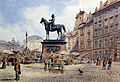 Carl Wenzel Zajicek: „Marktleben vor dem Radetzky-Denkmal Am Hof in Wien“, um 1890