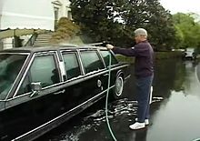 Bill Clinton is shown washing the presidential state car in a scene from The Final Days.