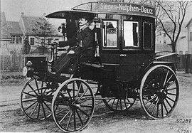 Erster Benzin-Omnibus von Benz & Cie. 1895 gebaut für die Netphener Omnibusgesellschaft