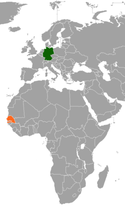 Map indicating locations of Germany and Senegal