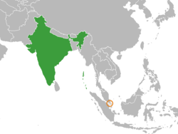 Map indicating locations of India and Singapore