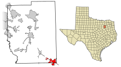 Location of Mabank in Kaufman County, Texas
