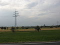 110 kV-Leitung nördlich von Herrenberg mit Girlandenkabeln an der untersten Traverse