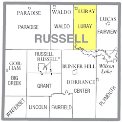 Location of Luray Township in Russell County