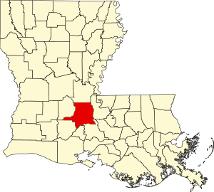 Map of Louisiana highlighting St. Landry Parish