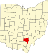 State map highlighting Vinton County