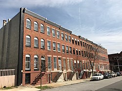 Rowhouses on the 600 block of E. 21st Street in East Baltimore Midway, Baltimore