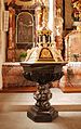 Baroque baptismal font of Catholic City Church of Bremgarten, Canton of Aargau, Switzerland