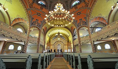 Subotica Synagogue interior by Marcell Komor and Dezső Jakab, 1901