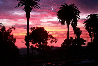 Sunset in Santa Monica, California.