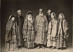 Tatars in Kazan in 1870, wearing tartan, stripes, and other patterns