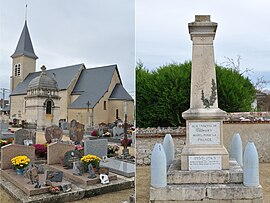 The church and the war memorial in Thimory