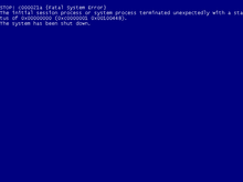 The "Fatal System Error" Blue Screen of Death in Windows XP-7, including Windows Server 2003-2008 R2.