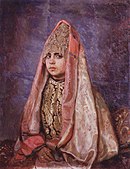 Boyaryshnya by Viktor Vasnetsov (the portrait of V. S. Mamontova), 1884.