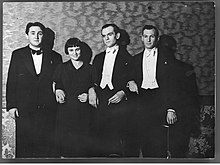 Lance Dossor (far right), February 1937