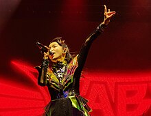 Nakamoto performing with Babymetal in September 2023