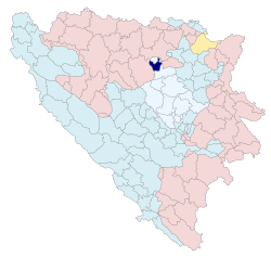 Location of Tešanj within Bosnia and Herzegovina.