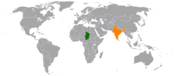 Map indicating locations of Chad and India