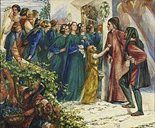 Dante Gabriel Rossetti, Beatrice meeting Dante at a marriage feast, denies him her salutation, 1852
