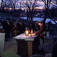 Glover's Tomb at Old Burial Hill, Marblehead during annual commemoration memorial march[31]