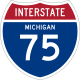 I-75 marker with Michigan above the number