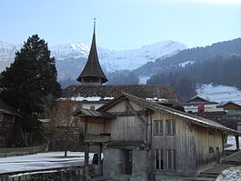 Leissigen village church and mill