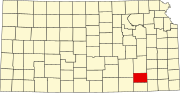 Map of Kansas highlighting Elk County