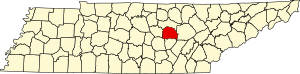 Map of Tennessee highlighting White County