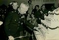 Merwin H. Silverthorn cuts the Marine Corps Birthday Cake in 1953 at MCRD Parris Island.
