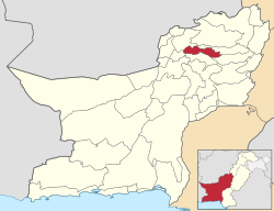 Karte von Pakistan, Position von Distrikt Ziarat hervorgehoben