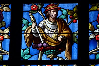 Detail of the "Tree of Jesse" window: A King of the Old Testament